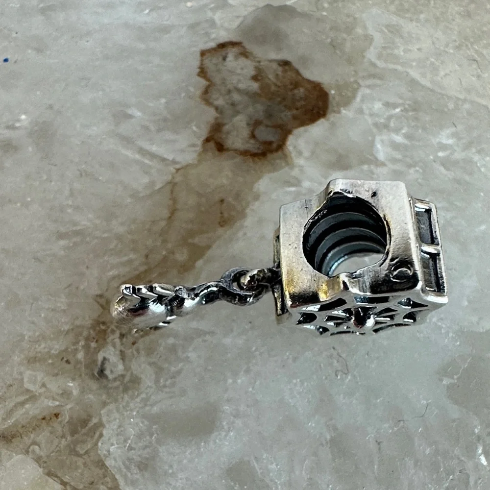 Vintage, Sterling Silver, Retired Chamilia Charm, Rare Spider Web Charm - Picture 2 of 5